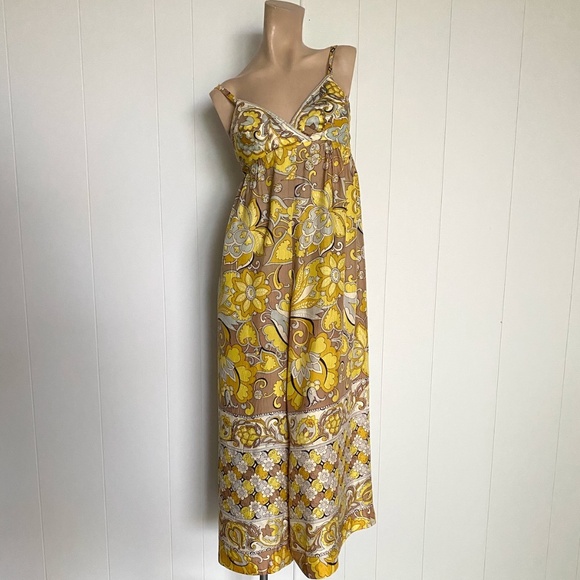 VTG 1960s Mod Jumpsuit Vanity Fair Wide Palazzo Hostess Loungewear Sz xS S - Picture 1 of 10